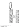 Silver H-letter pendant with sparkling zircon stones and round hanging loop charm - H-Silver