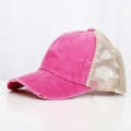 Geleefde honkbalpet met luipaardprint, roze katoen en kaki ademende mesh-stof - Verstelbaar / Rozerood Mesh