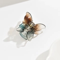 Vista detallada de pinza para el pelo de mariposa con degradado marrón y azul de 3,5 cm - Pinza de Mariposa de Doble Capa 3.5cm [Degradado Café Gris]