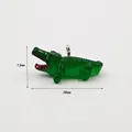 Detailed view of a 28mm green acrylic crocodile pendant with precise size dimensions - Crocodile