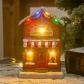 Luminous Christmas candy shop resin ornament with colorful LED lights and snow-covered roof - Candy Shop