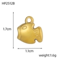 Macro shot of gold fish pendant with 1.7cm dimensions and frosted metal texture - Satin Matte Fish Style (HP2512B)