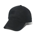 Black cotton baseball cap with American flag embroidery and classic curved brim - 56cm-60cm / Black