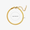 Gold 3mm flat snake chain bracelet in stainless steel with lobster clasp and extender - 3mm Snake Chain / Gold