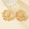 Detailed view of gold sunflower stud earrings featuring intricate metallic petal textures - EZ5325-A Sunflower Shape