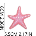 Pink starfish embroidered patch details with precise dimensions 6cm by 5.5cm shown clearly - Pink and White Starfish