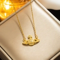 Elegant gold Saturn planet necklace with crystals displayed in a premium jewelry box - 8823 Golden Saturn