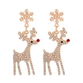 Christmas reindeer drop earrings with gold finish and sparkling multicolor rhinestones - Golden Snowflake Elk Stud