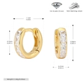 Detailed dimensions and weight of gold S925 sterling silver hoop earrings with 5A zircons - Gold Plated 925 Silver - White Zirconia
