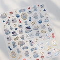 Adesivi per unghie 5D a rilievo con coniglio blu e tema Alice nel Paese delle Meraviglie - Stile in Rilievo MN-407F