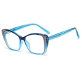 Occhiali anti luce blu cat-eye in blu trasparente con dettagli glitter oro rosa - Blu