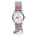 Macro view of purple 3D unicorn silicone strap and colorful dial on quartz watch - Light Purple