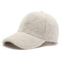 White faux cashmere baseball cap for men and women featuring soft warm plush texture - Adult / Beige
