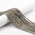 DIY 2x4mm beige tube beads with dark brown spots on natural stone spacer strands - Spotted Stone