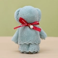 Mint green coral fleece towel bear with red Just For You ribbon and pearl accessory - 30*30cm / Solid Pearl Bear Green