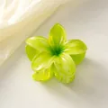 Emerald green gradient frangipani flower hair claw clip with a glossy translucent finish - Light Green [6cm Medium]