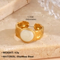 Gold stainless steel heart ring with hammered texture and white spiral inlay detail - Gold/Hammered Disk