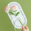 Handmade crochet pink and white lilies bouquet with elegant white ribbon and greeting card - Rose (Poppy Combination)
