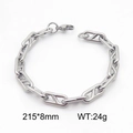 Bracciale da uomo in acciaio inossidabile argento con maglie rettangolari e chiusura - 8mm Color Acciaio (KB185489-Z)