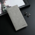 Cartera larga gris para hombre, diseño delgado de cuero sintético con estilo vintage - Gris Vintage
