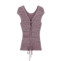 Purple knitted tank top with back lace-up cross design and V-neckline flat lay - S / Tops