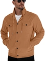 Detail of men's brown corduroy jacket showing fabric texture and functional pockets - S / Dark Brown