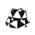 Cappello bucket invernale in peluche con design patchwork geometrico bianco e nero - M (56-58cm) / Bianco e Nero
