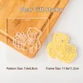 Cartoon bear with gift fondant cookie mold stamp with acrylic press frame - Pattern 7.6x6.8cm/Frame 11.8x11.2cm