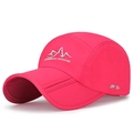 Pink quick-dry folding outdoor sun hat with UPF 50+ rating for hiking and sports - Adjustable / Rose Red