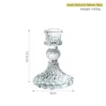 Small diamond-pattern glass candle holder 10.5cm high with a spherical accent - Small Round Diamond Candlestick / Clear