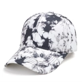 Detail of a black and white tie-dye baseball cap with curved brim and reinforced stitching - Velcro - Black & White Tie-Dye