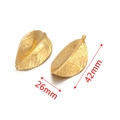 Matte gold leaf pendant charm with detailed veins, 42x26mm stainless steel DIY accessory - Gold 42x26mm