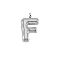 Minimalist silver puffy balloon letter F pendant in polished stainless steel finish - Silver Letter F