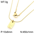 Vierkante hanger ketting met gegraveerde letter U in 18K verguld roestvrij staal - Gouden Letter U (KN293447-Z)