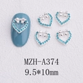 Dettaglio dei ciondoli nail art cuore vuoto e fiocco in strass azzurro 9,5x10mm - Stile Fiocco Superiore a Cuore Cavo (A374)