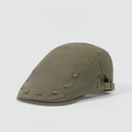 Olive green retro canvas newsboy cap featuring decorative metal cone studs - Army Green With Rivets