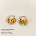 Two-tone stainless steel hoop earrings featuring 18K gold and silver mixed finish - Multicolor