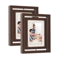 Lot de cadres photo rotatifs en bois de noyer double face avec design imbriqué à 360° - 24.6x19.3cm / Noyer