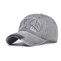 Casquette baseball grise effet usé avec broderie TEXAS et visière en cuir marron - Gris
