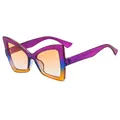 Eleganti occhiali da sole a farfalla con montatura sfumata nei toni viola, blu e arancio - Montatura Sfumata Viola Blu Giallo Lenti Arancioni Sfumate