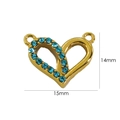 14K Gold Edelstahl Herzanhänger mit blauen Zirkonia und zwei Ösen, 15x14mm Größe - Blauer Zirkon