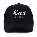 Classic navy blue washed baseball cap with white embroidered Dad EST. 2024 text - Adjustable / Navy Blue