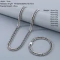 7mm Silber Titanstahl Panzerkette Halskette und Armband Set für Herren Mode - 7mm Stahlfarbe-Armband 20cm