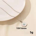 Silver stainless steel Evil Eye pendant necklace with blue gemstone in 19x16mm size - S770-Irregular Round / Silver