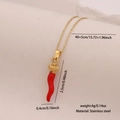 Gouden roestvrijstalen ketting met rode chili hanger inclusief kroon en afmetingsgegevens - 2# Grote Chili