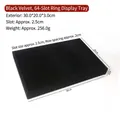 64-slot black velvet ring display tray for jewelry storage, size 30x20x3cm - Medium 64-Slot Ring Tray