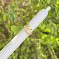 Anello aperto in rame placcato oro 18 carati con design a foglia e zirconi scintillanti - Stile 1 (Goccia d'Acqua Strutturata)