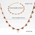 Specifiche dettagliate del set collana e bracciale con cuori Evil Eye in oro 18 carati - Bracciale / Rosso