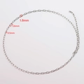 Detail of 1.8mm silver stainless steel paperclip chain links with specific dimensions - Steel Color - Paperclip Chain (Style 1)