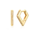 Orecchini a cerchio geometrici irregolari dorati con marchio S925 e cristalli - Oro - Rombo Geometrico Con Zirconia